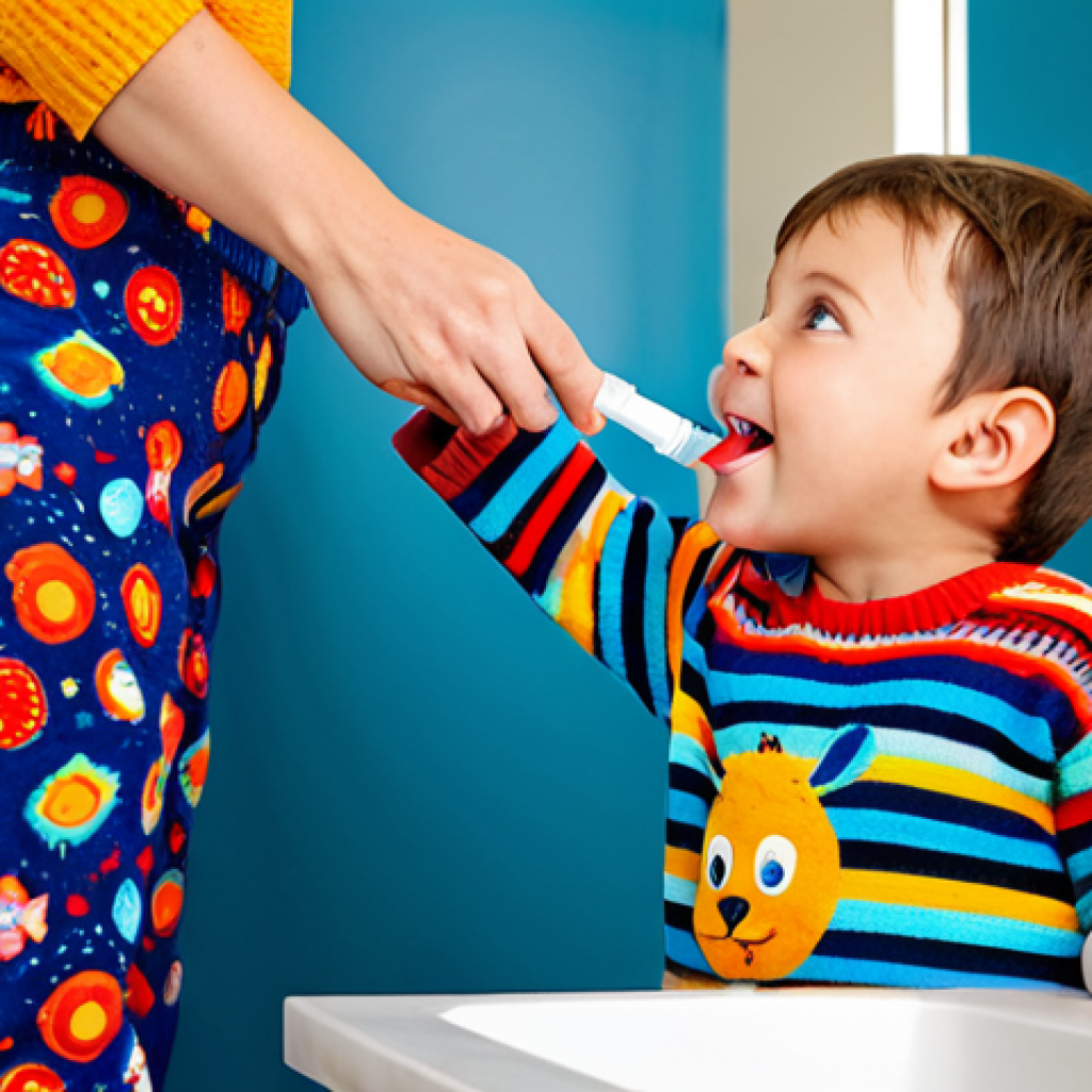 **

A young child, fully clothed in a brightly colored, patterned sweater and comfortable pants, is happily participating in a nasal irrigation routine with a parent. They are standing in front of a bathroom mirror, making silly faces.  A Sterimar or Physiomer nasal spray bottle is visible in the background. The bathroom is clean and well-lit.  Safe for work, appropriate content, family-friendly, fully clothed, perfect anatomy, correct proportions, natural pose.

**