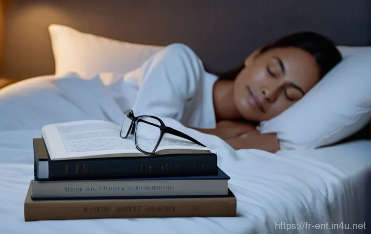 코골이 진단과 치료 병원 추천 - **Prompt:** A serene, dimly lit bedroom scene focusing on a middle-aged person (male or female) slee...