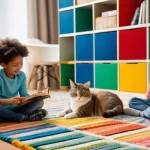 Home 19 알레르기 비염에 좋은 음식 추천 - A cozy and inviting living room scene, filled with warm, natural light. A diverse group of four chil...