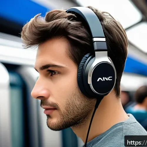 Home 28 소음성 난청 예방을 위한 이어폰 선택법 - A detailed close-up of a young French adult wearing ergonomically designed over-ear headphones with ...